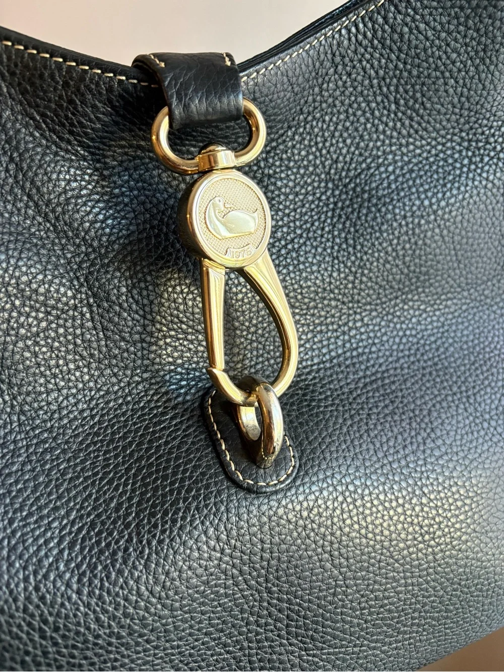 Dooney & Bourke Black Pebble Leather Hobo with Gold Hardware
